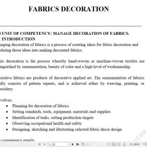 Fabric Decoration Learning Guide notes