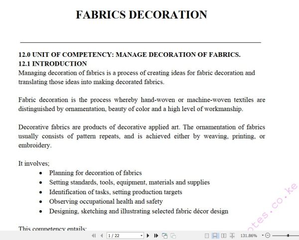 Fabric Decoration Learning Guide notes