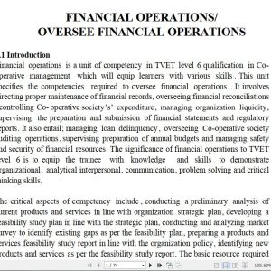 Financial Operations Learning Guide notes