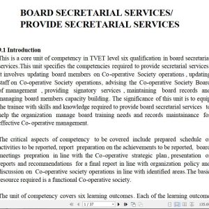 Secretarial Services Learning Guide notes