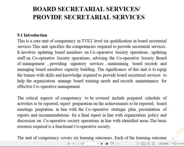 Secretarial Services Learning Guide notes