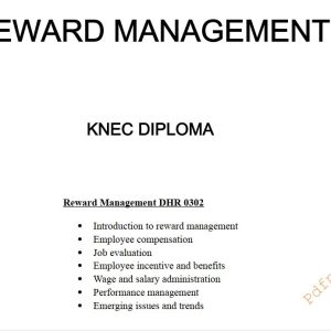 Reward Management (RM) notes KNEC Diploma