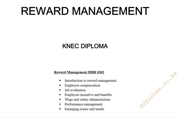 Reward Management (RM) notes KNEC Diploma