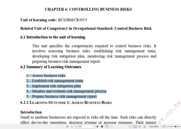 Controlling Business Risks Pdf notes