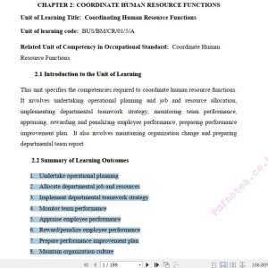 Coordinating Human Resources Functions Pdf notes