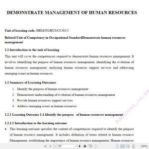 Demonstrate Management of Human Resource Pdf notes TVET CDACC Level 5 CBET (Copy)