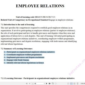 Engage in Employee Relations Pdf notes TVET CDACC Level 5 CBET