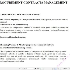 Procurement Contracts Management Learning Guide notes