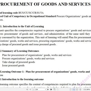 Procurement of Goods and Services Pdf notes