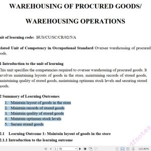 Warehousing of Procured Goods/Warehousing Operations Pdf notes