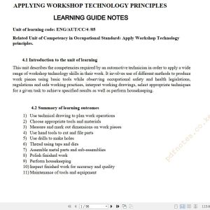 Apply Workshop Technology Principles Learning guide notes