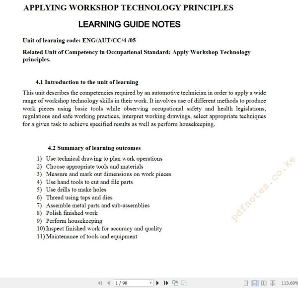 Apply Workshop Technology Principles Learning guide notes