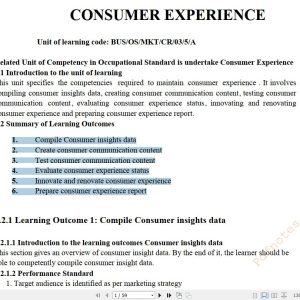 Customer experience Learning guide notes
