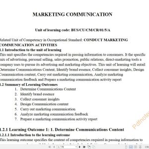 Marketing communication Learning Guide Pdf notes