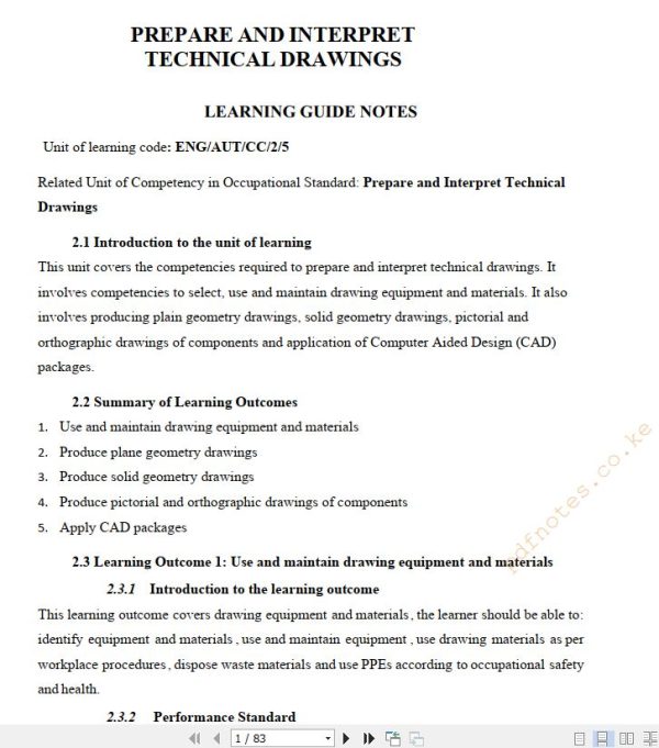 Prepare and Interpret Technical Drawings