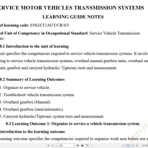 Service Vehicle Transmission Systems Learning guide notes TVET CDACC Level 5