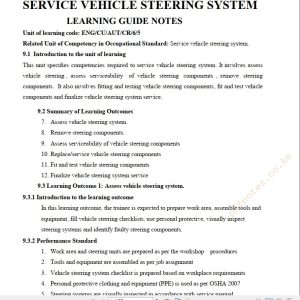 Service Vehicle Steering System Learning guide notes