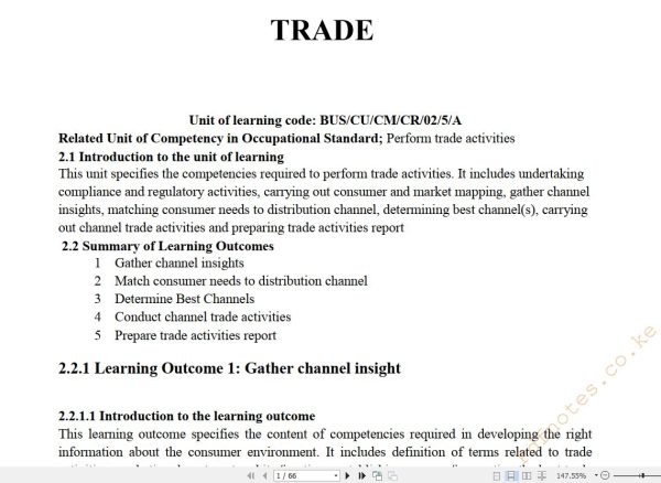 Trade Learning Guide Pdf notes