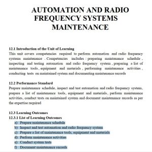 Automation And Radio Frequency Systems Maintenance Learning Guide notes