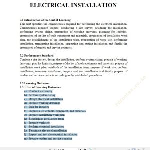 Electrical Installation Learning Guide notes