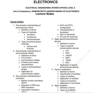 Electronics Lecture notes DEMONSTRATE UNDERSTANDING OF ELECTRONICS