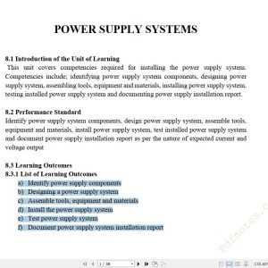 Power Supply Systems Learning Guide notes