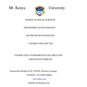 Fundamentals of Child and Adolescent Therapy Pdf notes n