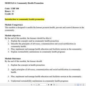 Community Health Promotion Module 6 Guide notes