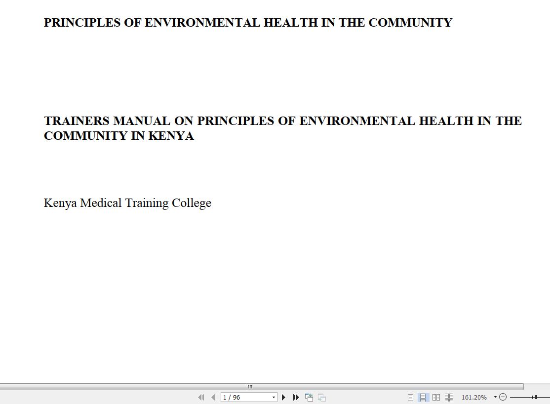 Principles of Environmental Health in the community Guide notes