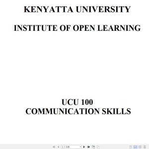 UCU 100 COMMUNICATION SKILLS FIRST YEAR